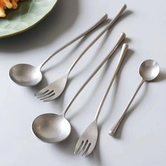 304 ステンレス鋼食器千葉洋食ナイフ、フォーク、スプーン和食器古いレトロな衝撃ポリッシュ