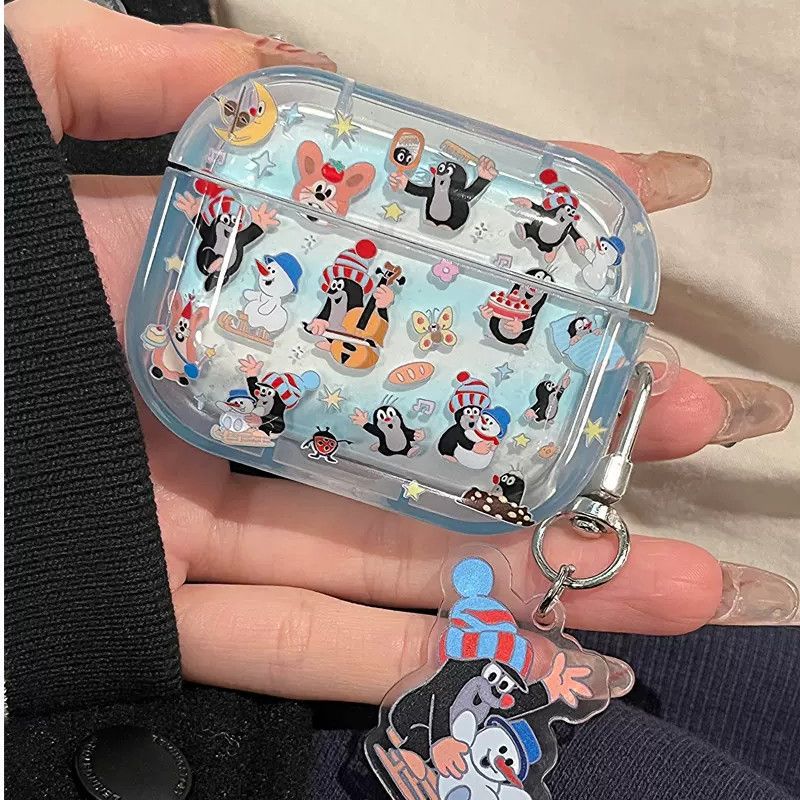 Cute mole para airpodspro3 / 2 / 1 estuche de protección para airpods 4 generación 5 generación estuche de auriculares bluetooth de Apple
