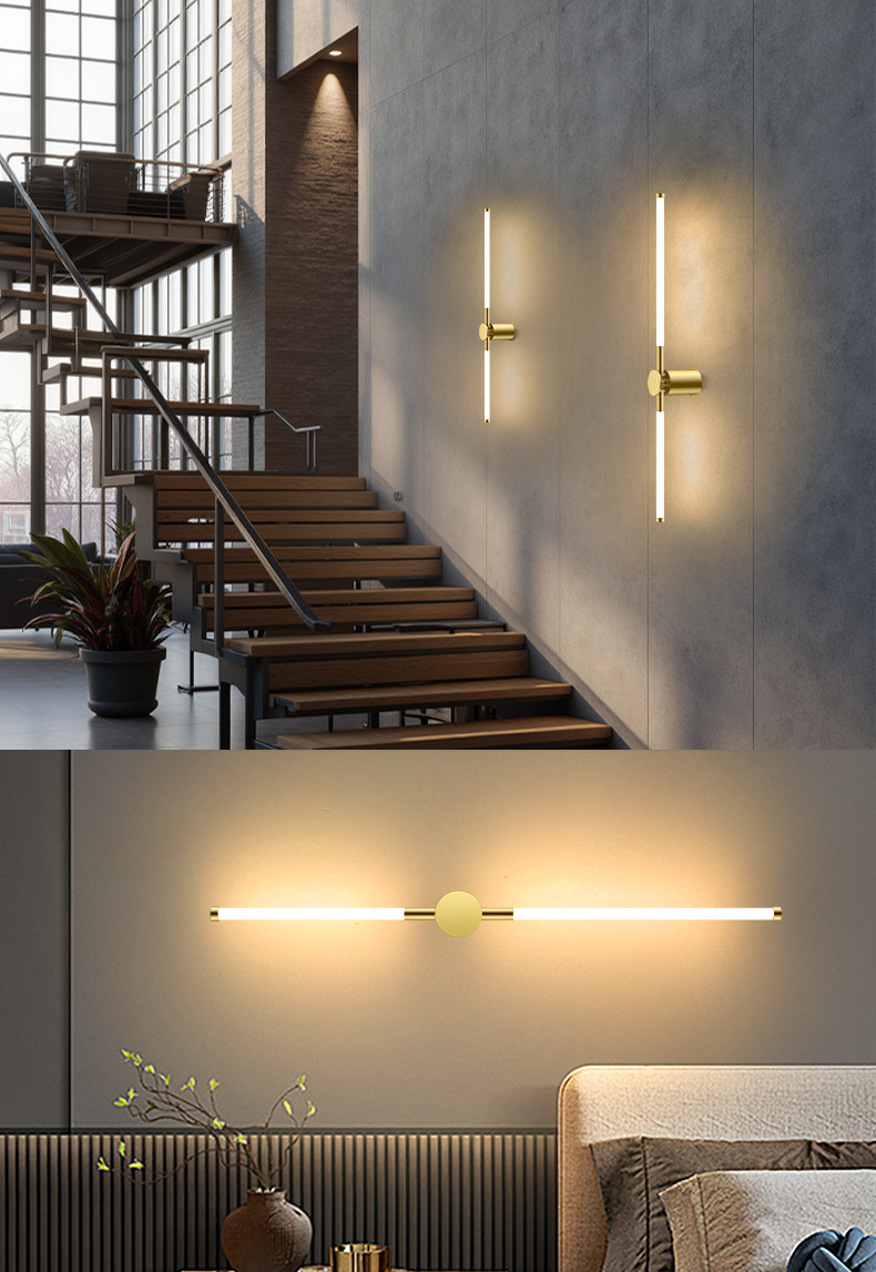 Nordic Luxury LED Linear Indoor Strip Light High-End Dekorative Wohnzimmer Schlafzimmer Nachttisch Wandleuchte_voghion.com