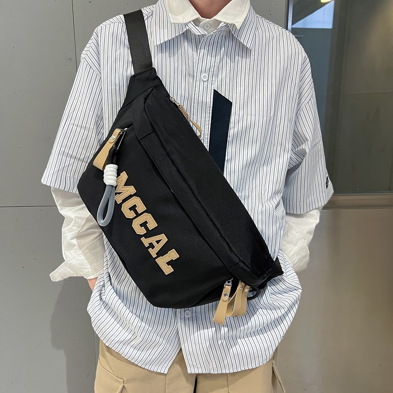 ins复古时尚潮牌斜挎包女 百搭运动休闲学生腰包男潮流单肩包胸包