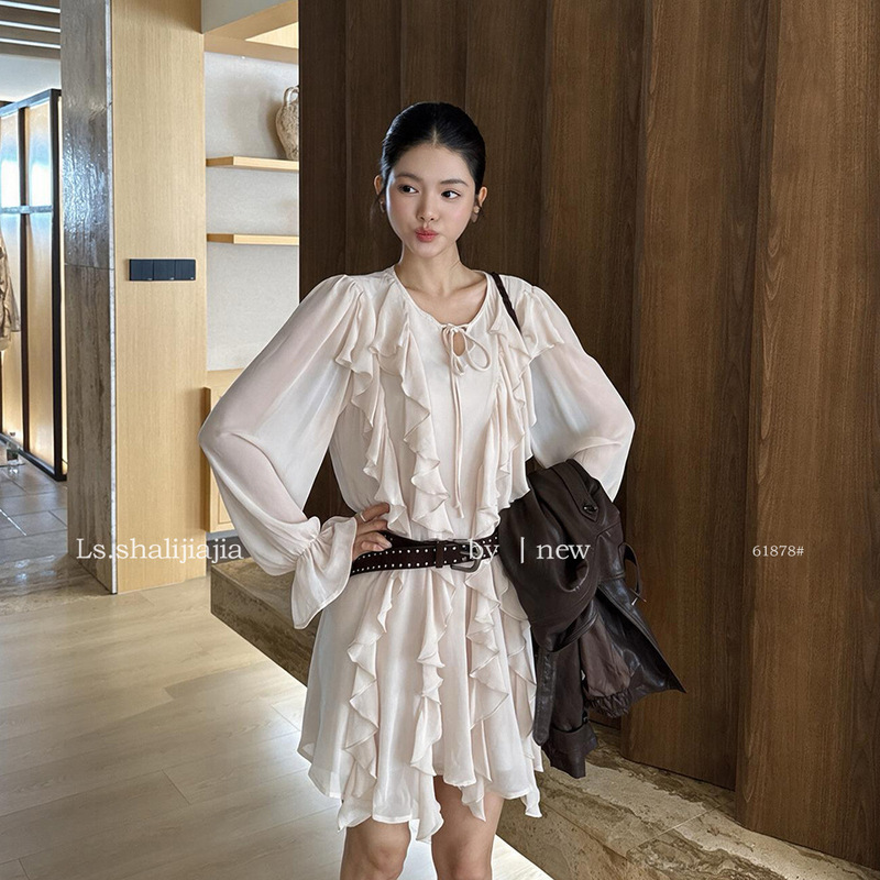 LS Elegant Resort-Style Ruffle Design Dress Guangzhou Thirteen Lines 2026 Early Autumn New Women's Clothing 61878