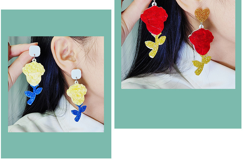 1 Pair Sweet Flower Arylic Drop Earrings display picture 1
