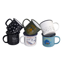 8cm搪瓷早餐牛奶杯卡通可爱动物马克杯日式家用珐琅亲子水杯350ml