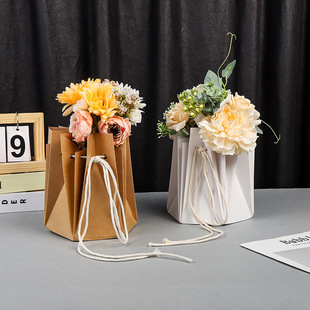Internet Celebre Flower Potted Waterproof Box Flower Shop Flower Shop Flower Packaging Box Flower Art Flower arrangement High-grade Kraft Paper Folding Flower Box