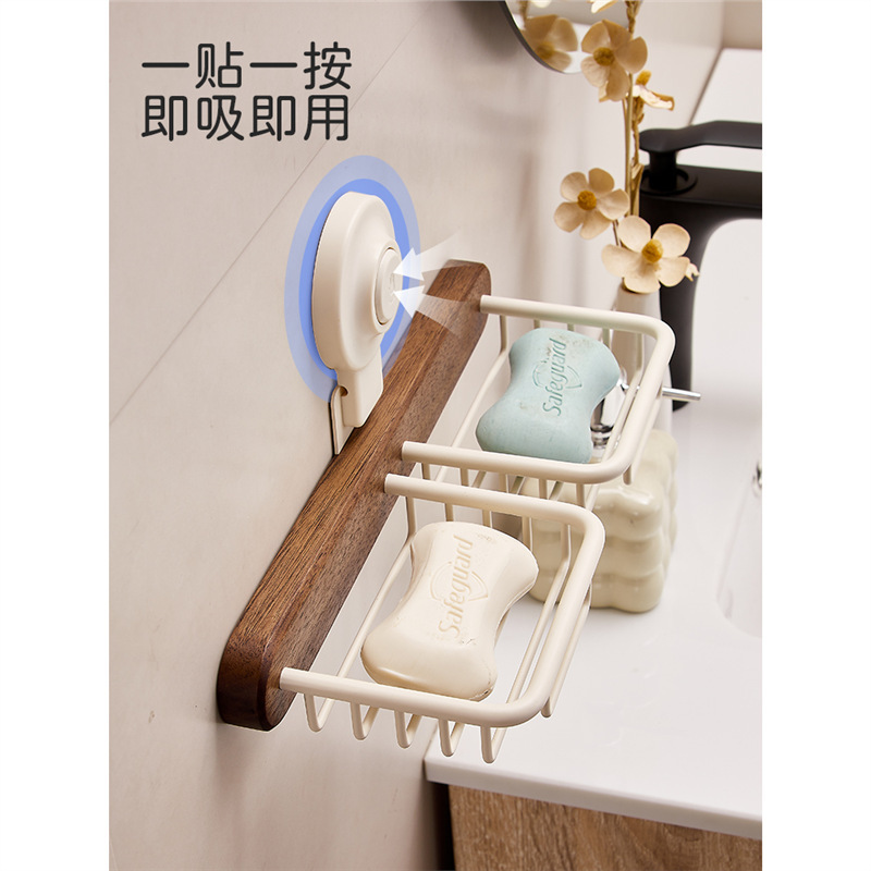 吸盤の胡桃の木の石鹸の箱は水を切って穴を開けないで物を置く棚の石鹸の蝶の軽い豪華な浴室の洗濯の池の石鹸の棚の壁掛けを置きます。|undefined