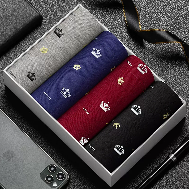 厂家批发4条装男士内裤莫代尔平角裤青年中腰透气大码运动四角裤