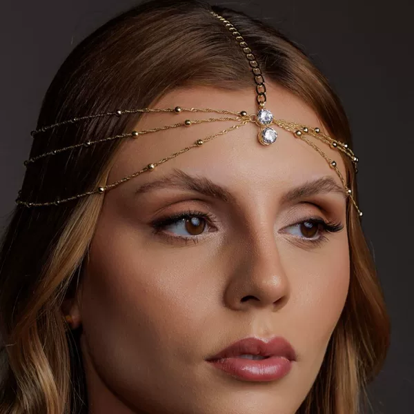 Cross-border New Retro Multi-layer Forehead Hair Chain European and American Fashion Bride Rhinestone Hair Chain for Women hair chain
