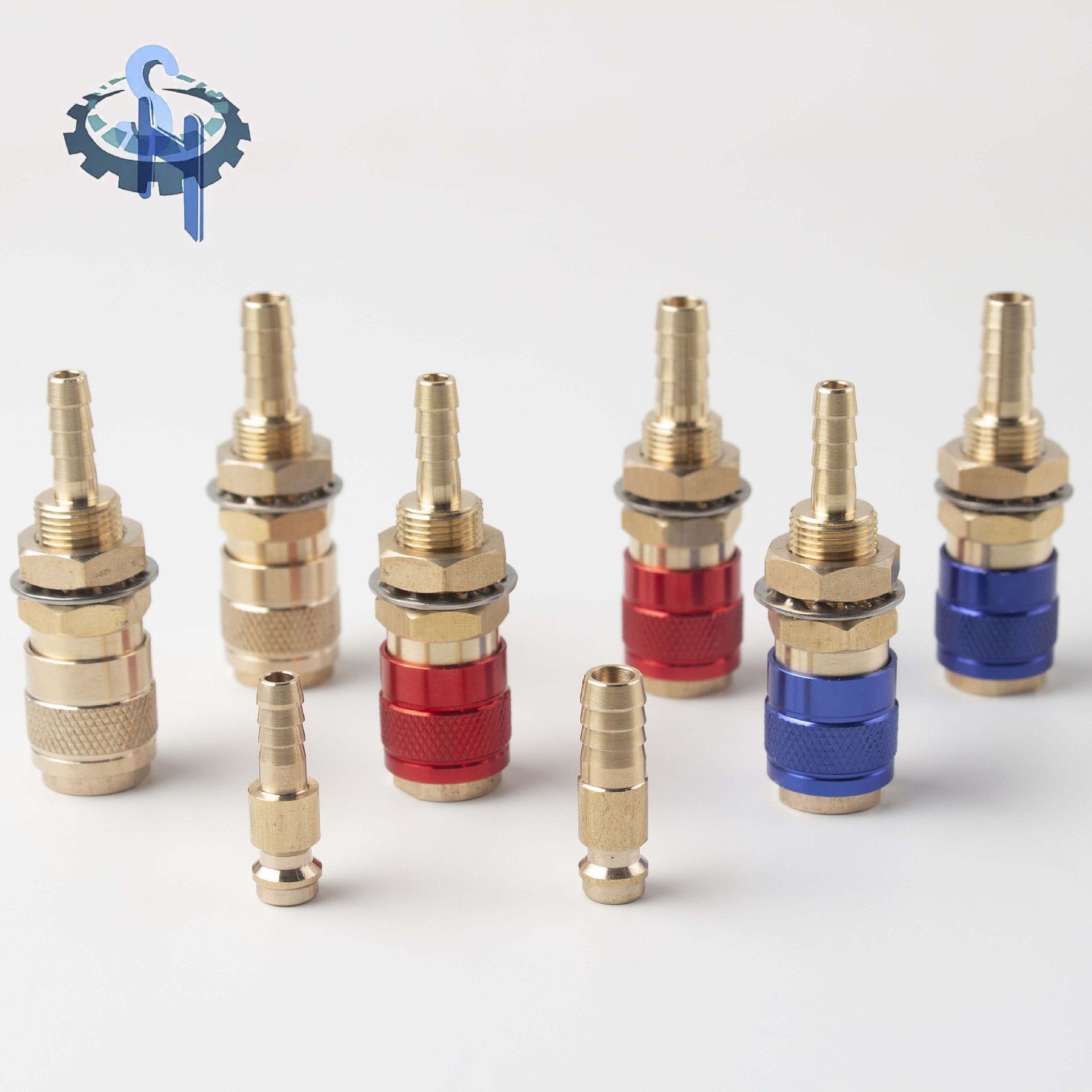 焊机用水速通接头 冷水焊枪通水气管接头 穿板式通水 气 油黄铜接