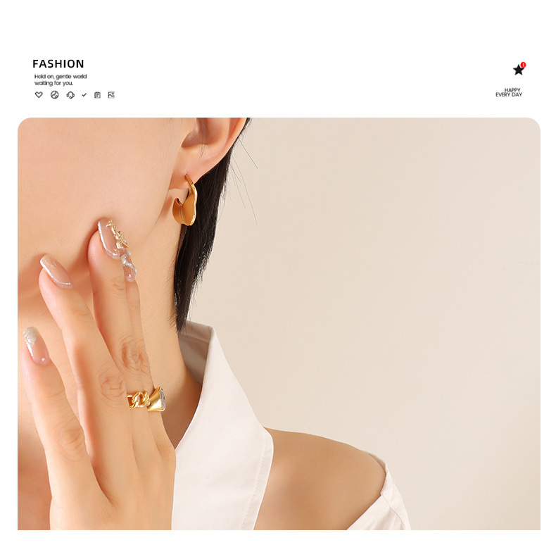 Earrings Classification PVD Coated Real Gold Plated 18K Gold Geometric 304 Stainless Steel Fashion Waterproof Non Tarnish Earrings