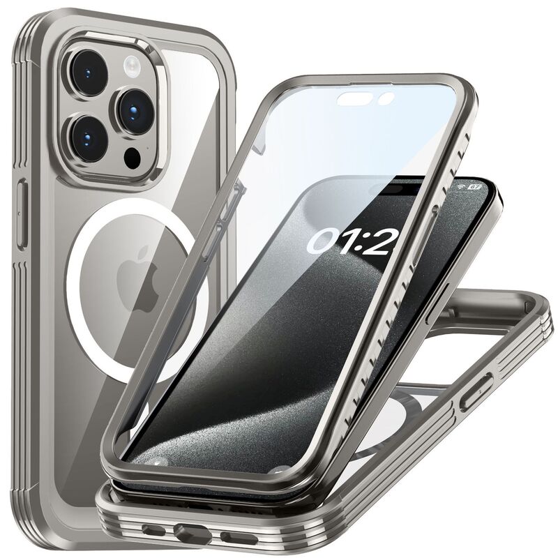 アップル15の携帯電話ケースiphone15promax透明全包マグセーフ磁気吸引三防戸ケースを適用する|undefined