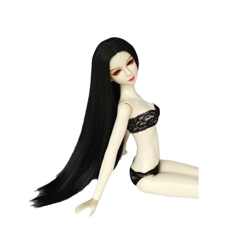 1 | 3 Xinyi кукла кукла Wigs BJD SD3 Псевдо Мао 1 | 4 1 | 6 Высокотемпературный шелк Раздел Черные волосы