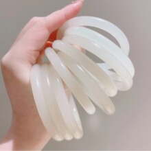 冬季新款贵妃镯圆条粗手镯羊脂白手镯