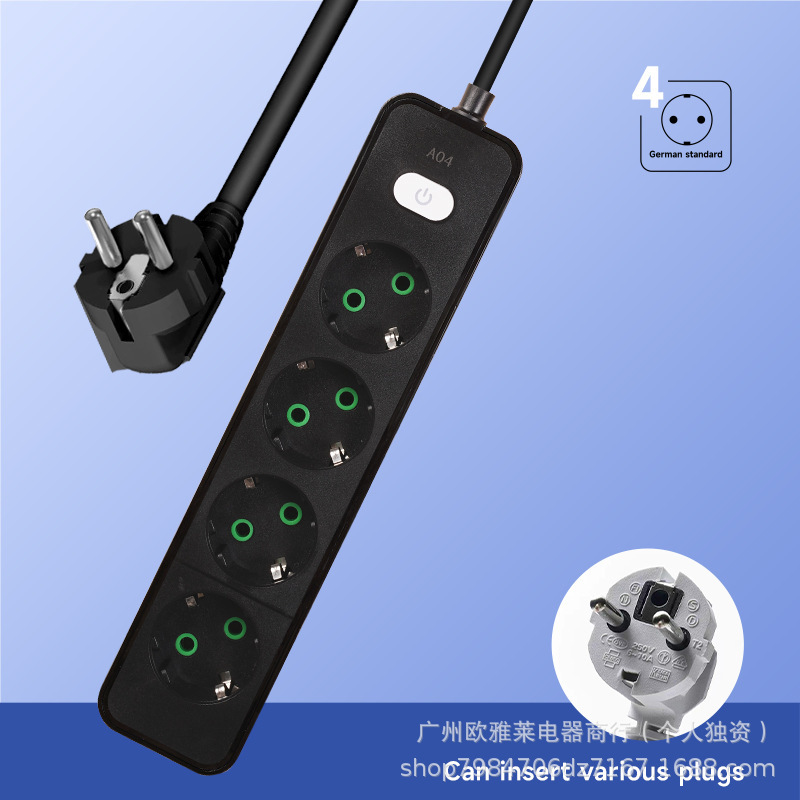 Fábrica directa enchufe europeo Rusia Asia Central Oriente Medio África Ucrania Alemania placa de enchufe USB transfronteriza al por mayor