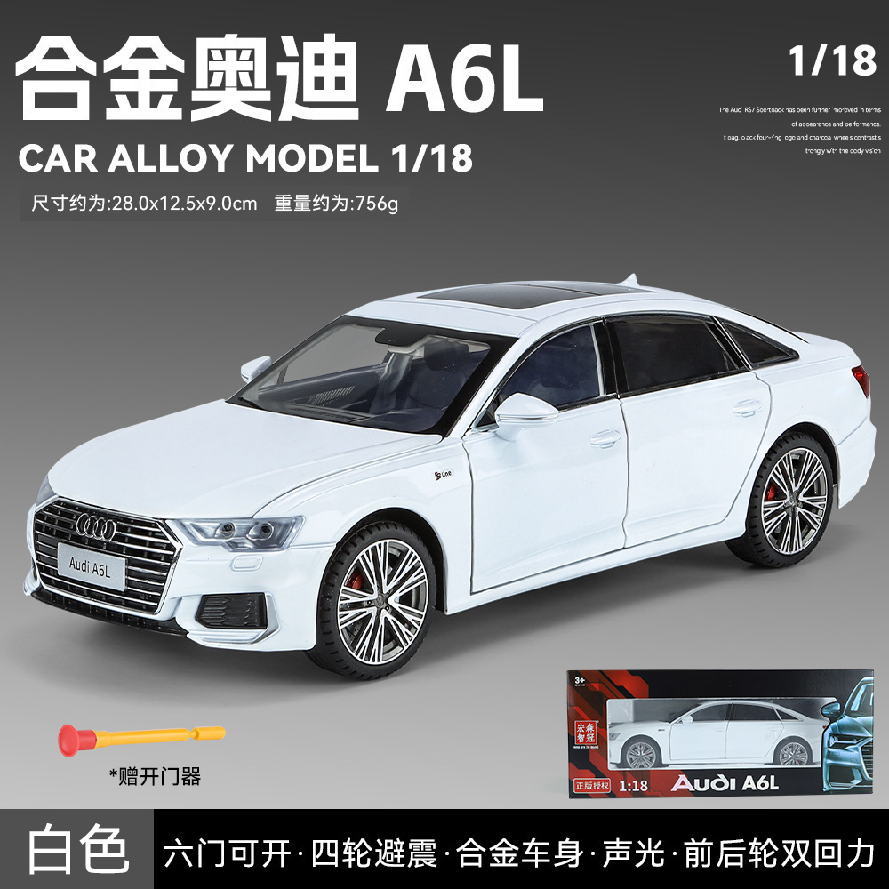 Zhiguan genuino autorizado modelo de coche de aleación 1 :18 Audi A6L sonido puerta trasera coche de juguete modelo de música
