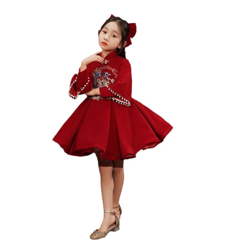소녀의 원피스 국가 패션 자수 어린이 호스트 어린 소녀의 판초 원피스 공연 원피스 생일 공주 원피스 새해 첫날 원피스