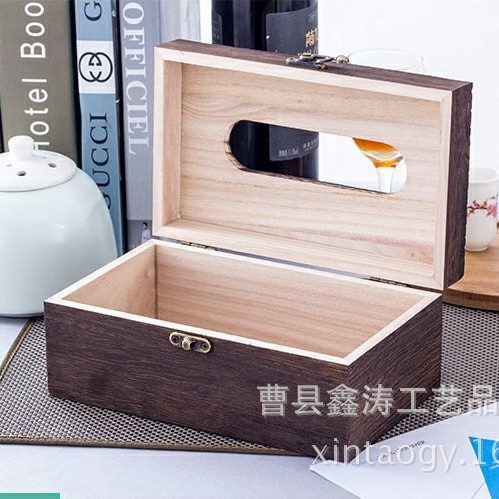 Directo de fábrica de madera maciza de madera caja de pañuelos caja del hogar creativo multifuncional caja de pañuelos sala de estar simple rollo caja