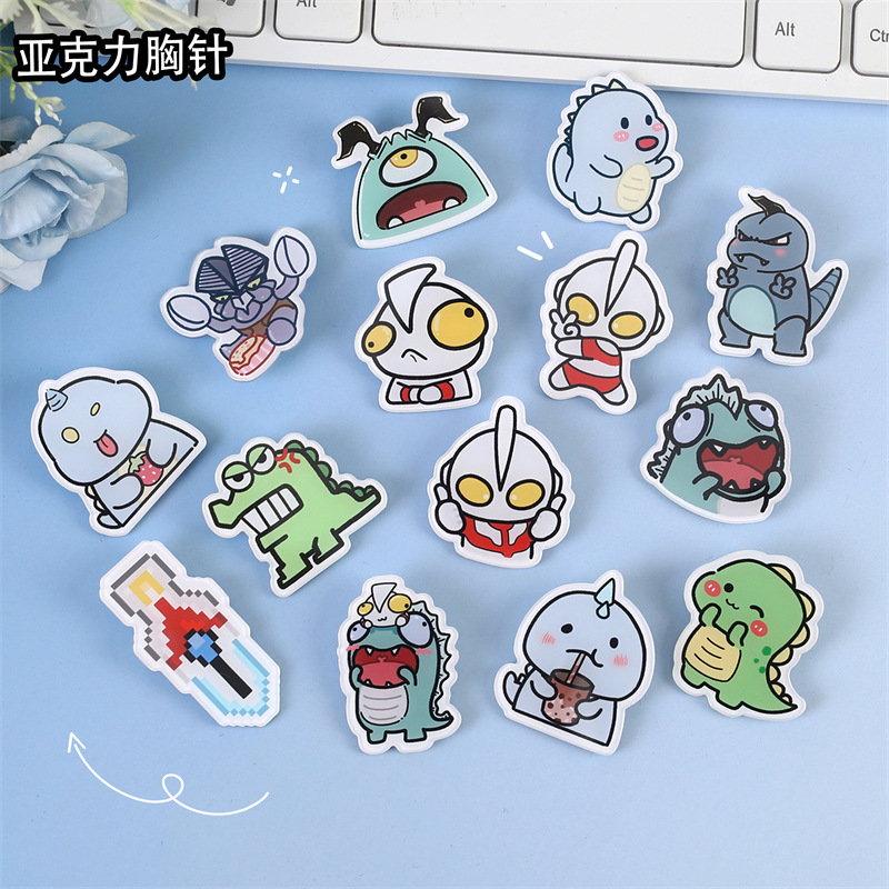 日韓ソフト萌えアニメ恐竜怪獣アクリルブローチ卸売りオーダーメイドバッグかわいいバッジのペンダント卸売り|undefined
