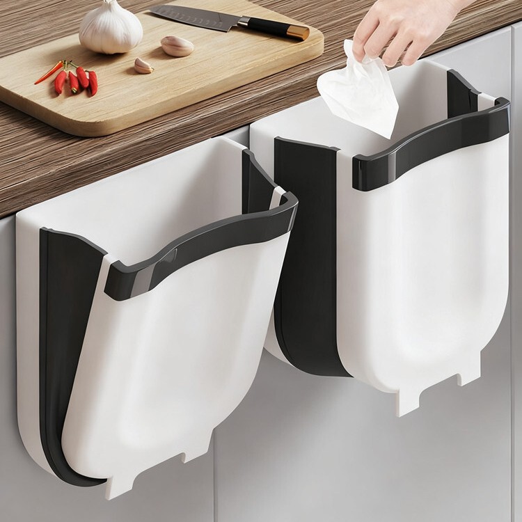 Foldable Kitchen Trash Can Wall-Mounted Bathroom Living Room Cabinet Special Kitchen Waste Sanitary Bucket Wall-Mounted Kitchen Waste Bucket