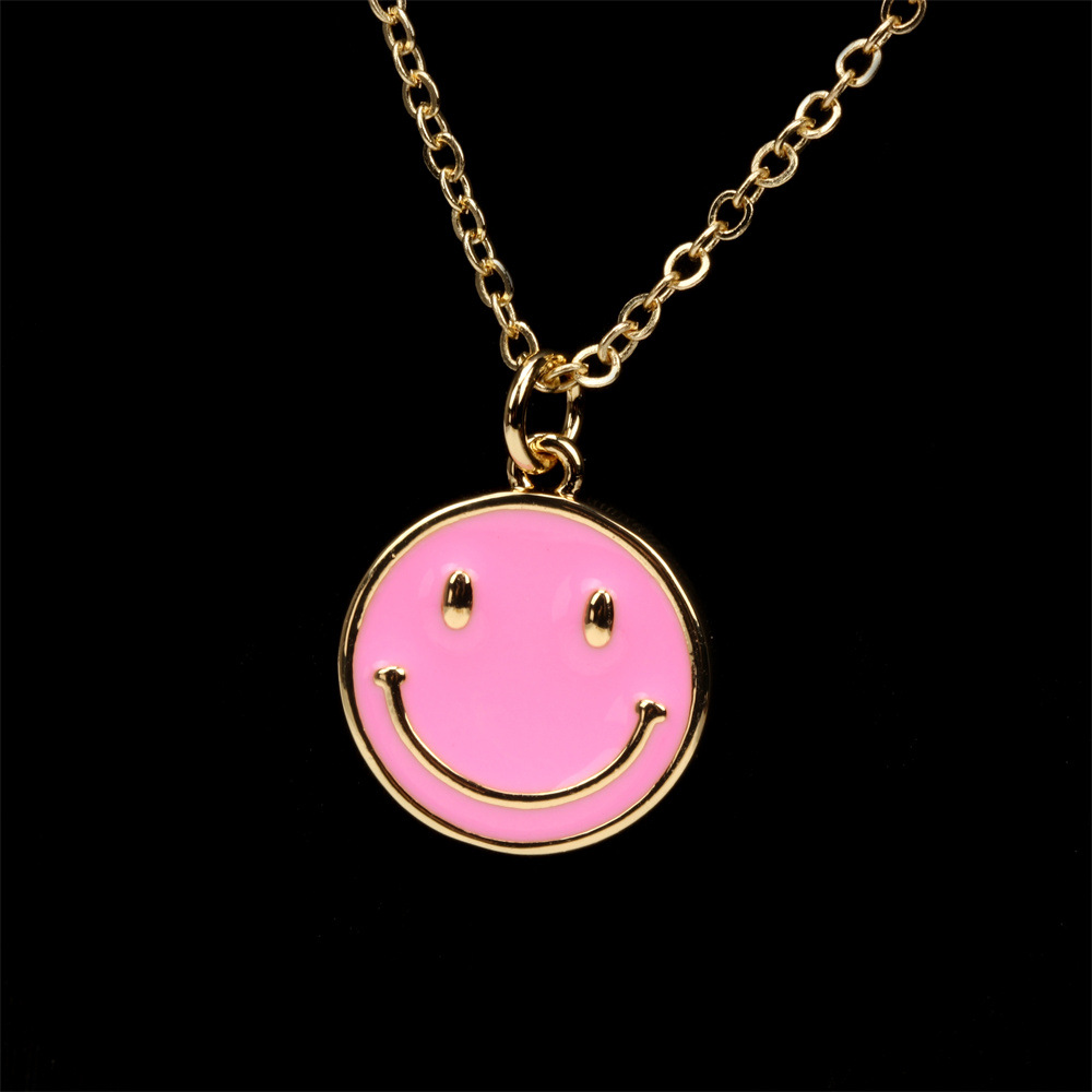 Großhandel Schmuck Smiley Gesicht Tropfen Öl Anhänger Kupfer Halskette Nihaojewelry display picture 17