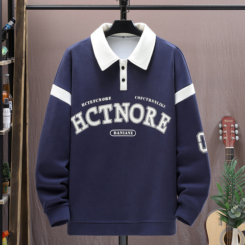 Spring and Autumn Long Sleeve Sweatshirt for Boys, Middle and High School Students, Trendy and Stylish POLO Shirts for Teenagers and Older Boys, Men's Topwear