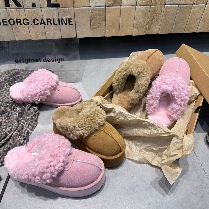 Sangpo women's snow boots, 2026 autumn/winter new collection, Qiansongyi teddy sheepskin slippers, versatile star-style slip-on shoes Sangpo women's snow boots, 2026 autumn/winter new collection, Qiansongyi teddy sheepskin slippers, versatile star-style slip-on shoes