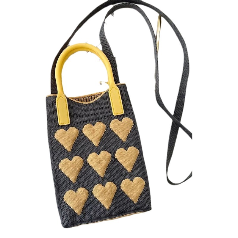 Nuevo amor bolso del teléfono móvil bolso de punto al por mayor de gran capacidad bolso de mano estudiante crossbody bolsa de lana fábrica