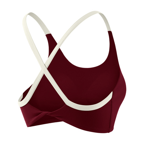 Women's Summer New Item Strappy Contrast Sports Bra Cross Back Short Fitness Bra Shockproof Yoga Top