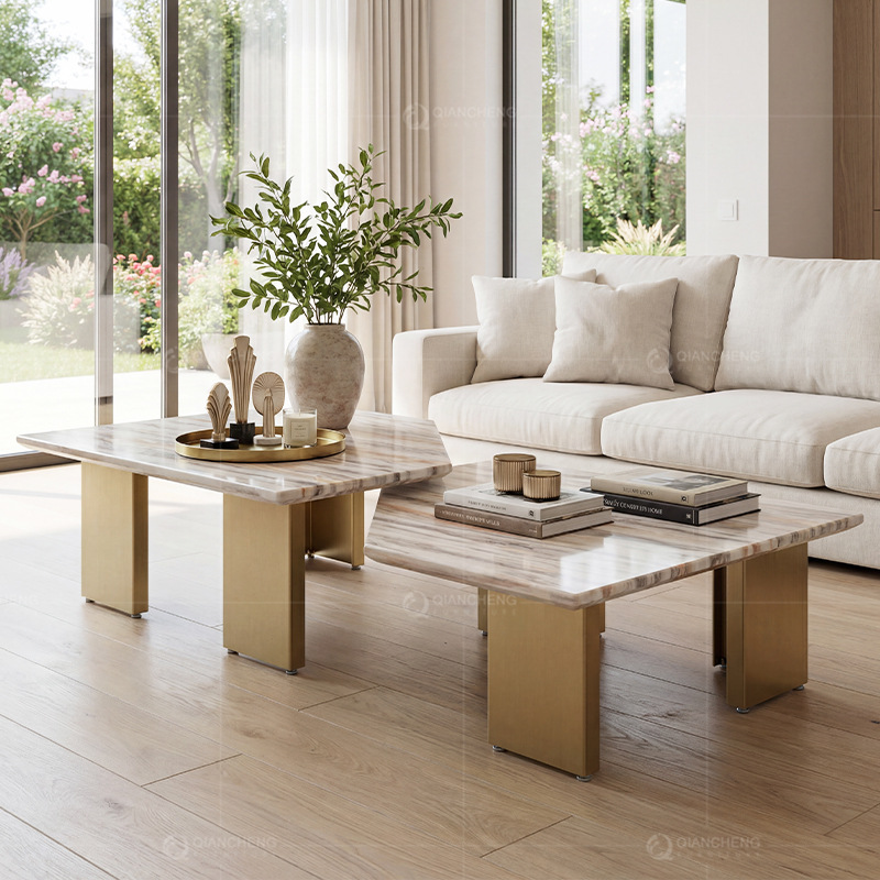 Light luxury special-shaped coffee table marble luxury villa…