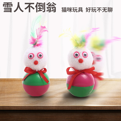 new goods goods in stock Harvout Snowman Tumbler Toys Meng cute Cat Toys Feather Snowman Toys