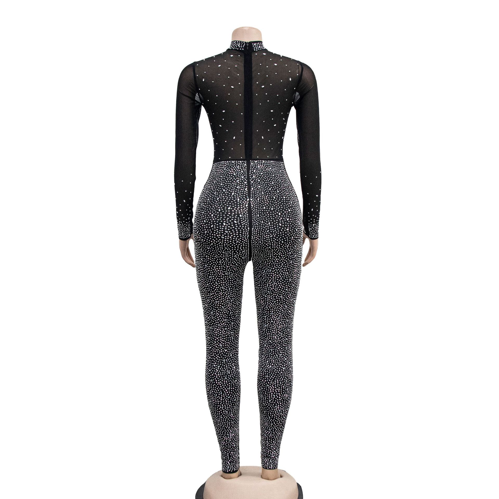315g Weight Long Sleeve Sleeve Length Ankle-Length Pants Length Spandex, Polyester Fabric Type Mid Waist Waist Line Jumpsuits Pants Type Stretchy Elasticity Bodysuits Tops Type Party, Cocktail Party Occasion Skinny Fit Type Solid Color Pattern Spring, Autumn Season Women's Gender Diamond Design Hip-Hop Style Women's Party Cocktail Party Bodysuits Hip-Hop Solid Color Ankle-Length Diamond Jumpsuits 24