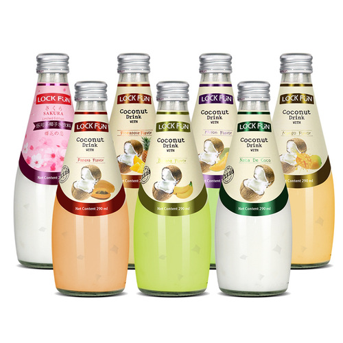 LockFun Coconut Juice Beverage 290ml*5 Bottles, Contains Pulp, Thai Import, Dropshipping