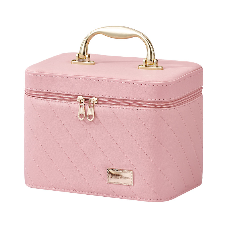 2024 nuevo maleta de maquillaje simple bolsa de almacenamiento de gran capacidad alta sensación de PU maleta portátil impermeable al por mayor