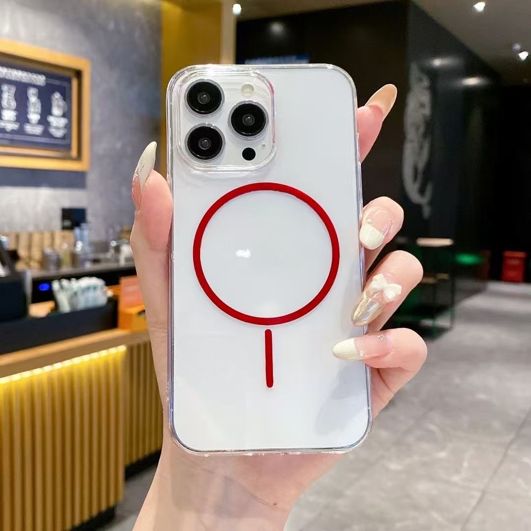 İnce şeffaf Apple manyetik kılıf 18Promax cep telefonu kılıfı iPhone17 plus sert 15pro darbeye dayanıklı kılıf için uygun