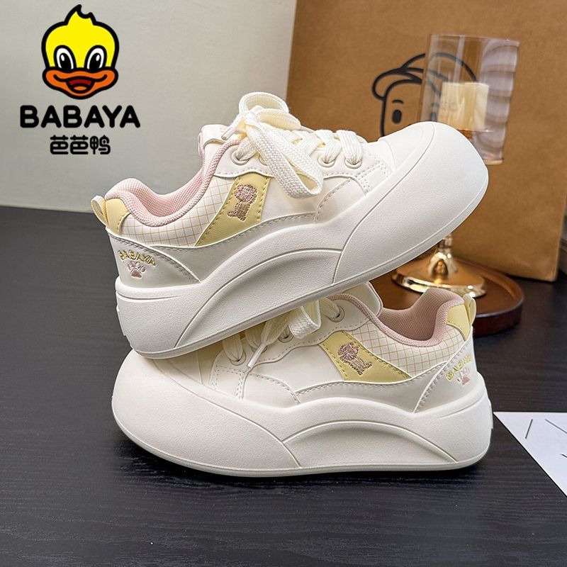 Baba Duck White Shoes Cartoon Thick-Soled Big-Toe Shoes Women's 2025 Autumn New Campus Casual Niche Bread Shoes