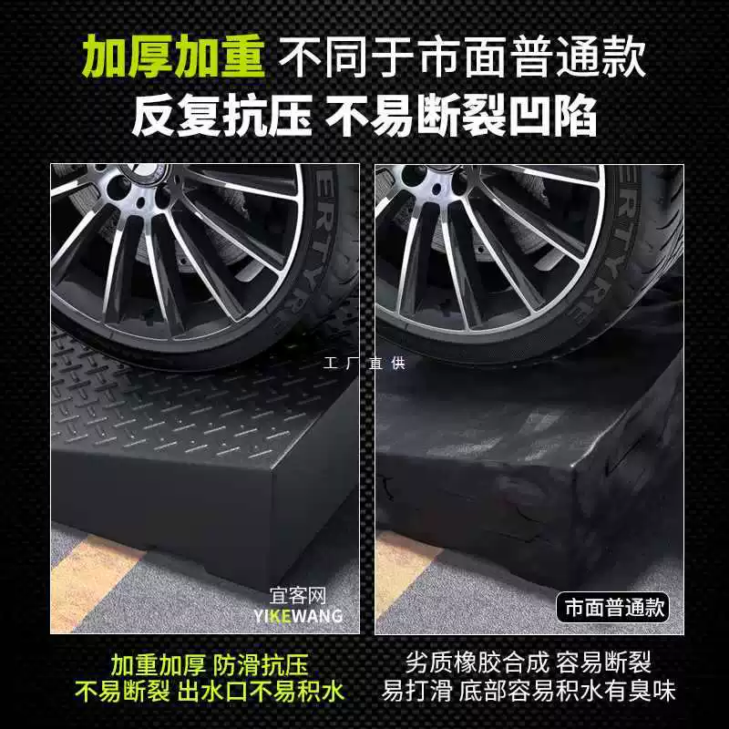 6E3X [Троллер] Наклонная подкладка площадка обод curb резиновая подпорка для обочины автомобиля, подъемная наклонная дорожка