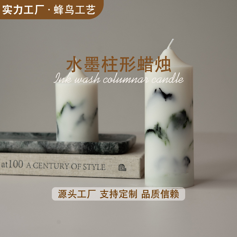 Ventas calientes hechas a mano pintura de tinta columnar adornos de vela decoración vintage boda regalos de mano fiesta al por mayor explosión