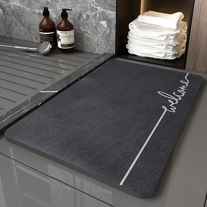 Minimal cojín de baño absorbente, alfombra de suelo antideslizante, alfombra de barro de diatomeas suave en la puerta del baño