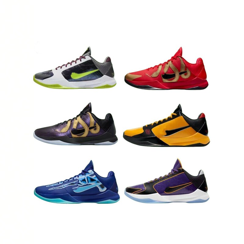 Cross-border practical Kobe 5th generation low-top basketball shoes for men, wear-resistant, non-slip, air-cushioned sports shoes in purple, gold, red, and black Cross-border practical Kobe 5th generation low-top basketball shoes for men, wear-resistant, non-slip, air-cushioned sports shoes in purple, gold, red, and black