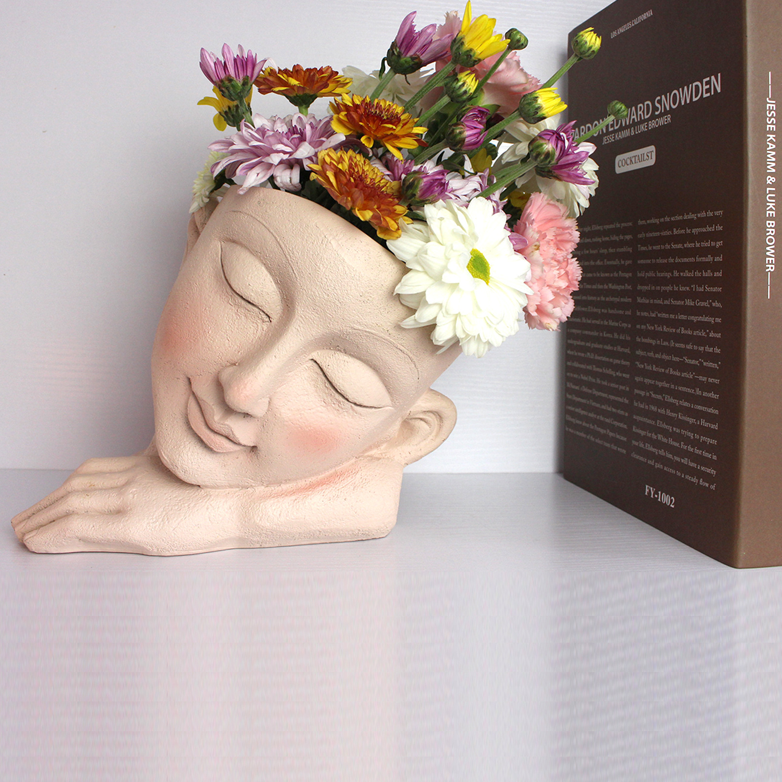  new  succulent flower pot simple face art planting container home garden decoration resin ornaments