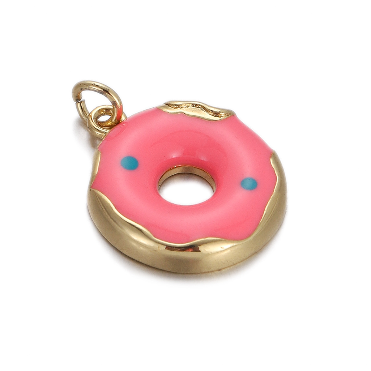 4g Weight Pendant Jewelry Making Type Gold Plated Plating Material Zircon Inlay Material 1 Piece Quantity Holiday Occasion Copper Material Donuts Pattern Women's Gender Enamel Design Simple Style Style 1 Piece Copper Zircon Gold Plated Donuts Pendant 13