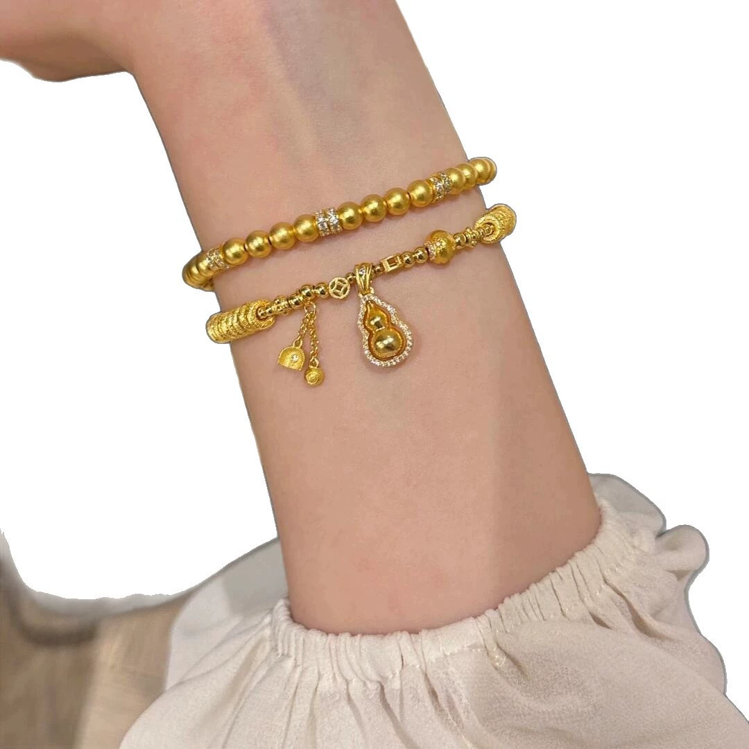 The same style as gold shop, Sand Gold Laicai diamond inlaid gourd wrap bracelet for women, new Chinese style Chinese style Fulu bracelet