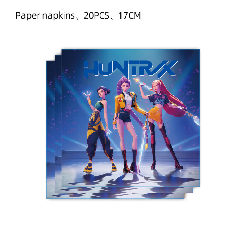 跨境猎魔女团儿童生日主题kpop demon hunters派对装饰拉旗蛋糕插|undefined