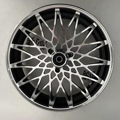 10inch 12inch Hole-spaced daisy FF wheel hub for electric scooters, hole-spaced aluminum front wheel JJ, thickened for fixed off-road use in Northeast Asia (Motorcycle wheel hub) - 10inch-black-with-highlights