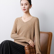 新款2026秋季OL风气质安迪绒套头款V字领常规毛衣女式针织衫