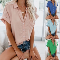 2019年夏の女性用クロスボーダー専用 eBay Amazon人気半袖レディースラペルボタンシャツトップス1918