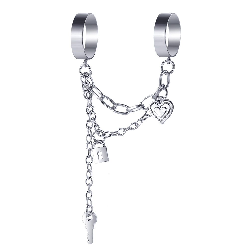 Kette zwei-finger verbunden ring kreative schlüssel schloss anhänger öffnen verbunden ring_voghion.com