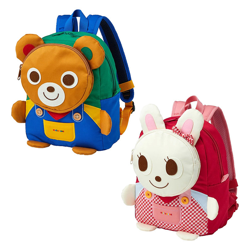 In-Stock Baby Kindergarten Backpack Japanese-Style Cartoon Cute 3D Bear and Rabbit Double Shoulder Bag Children's Backpack