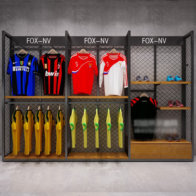 De gama alta de deportes y ocio ropa soporte de exhibición creativo nuevo al aire libre zapatos estante de la marca de moda LOGO tienda de ropa vitrina