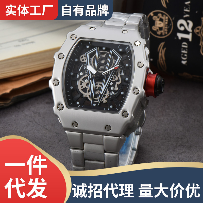 Factory wholesale cross-border new Hengbolong barrel multi-function hollow calendar trend quartz watch men