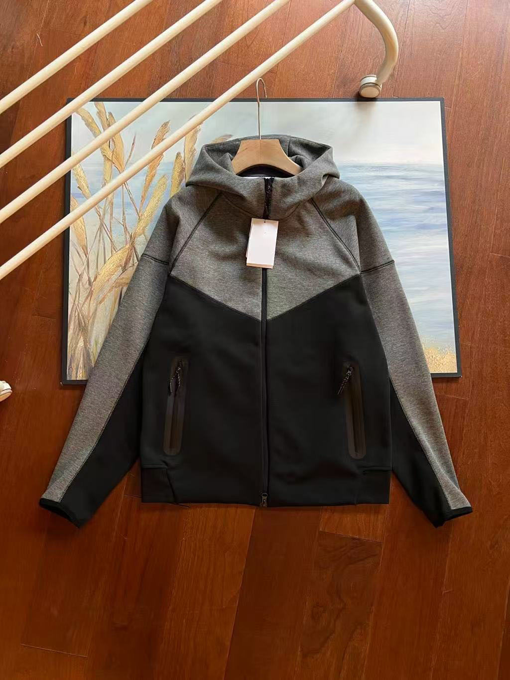 Chaqueta deportiva casual de algodón de capa de aire para hombre transfronterizo, traje de pantalones casuales 922-002 cardigan con capucha